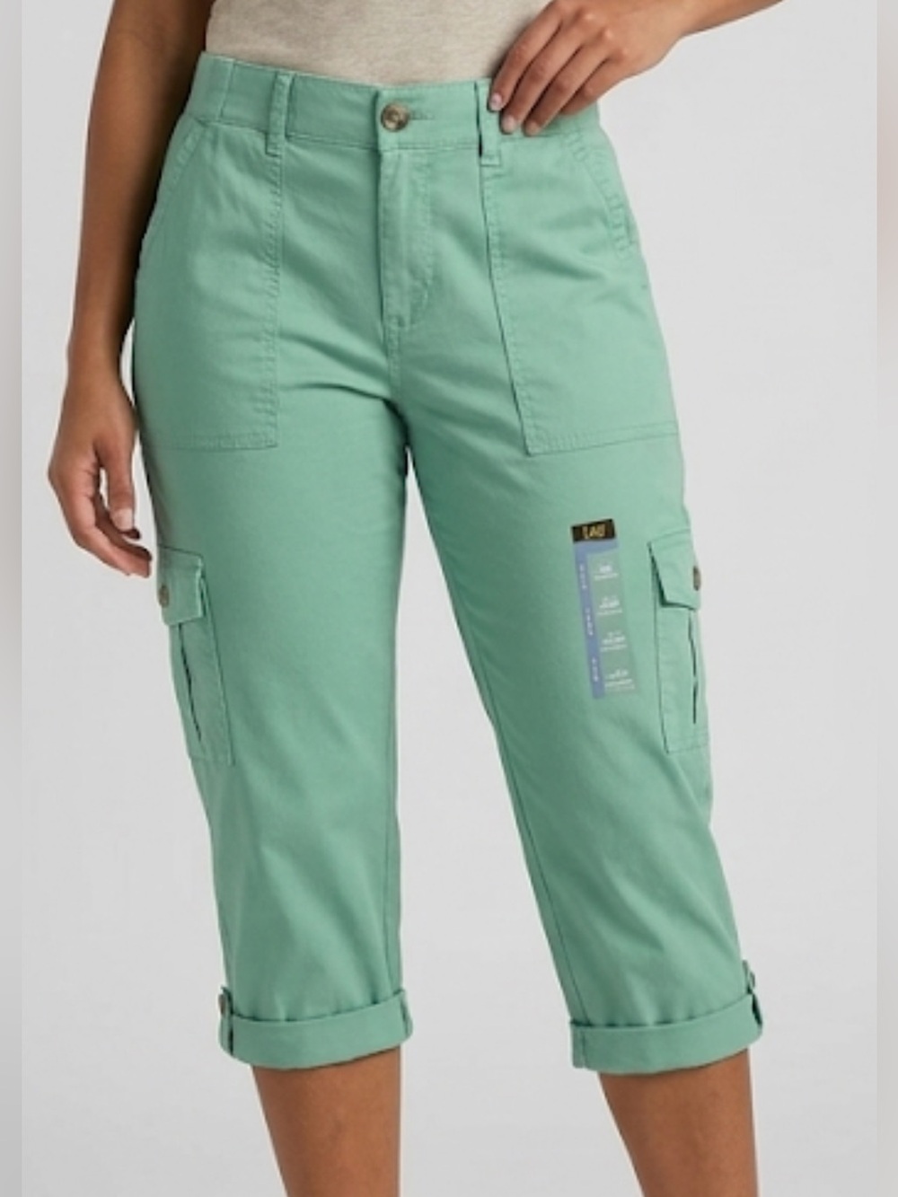 Mint Green Cropped Cargo Capris